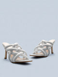 2021 New Sexy Mules shoes Women slippers Women Summer high heels Square toe Slides Ladies shoes White