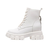 Women's Female Ladies Genuine Leather Ankle Boots Shoes Platform Autumn Increase Lace Up Winter Fur Breathable