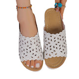 Breakj 2025 Summer New Simple Leisure Flowers Hollow PU With Women's Slopes And