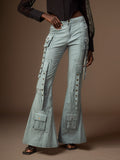 Sweet And Spicy Girl Group Wind Low-Waisted Trousers 2025 Summer New To Make Old Ribbon Repair Horn Jeans