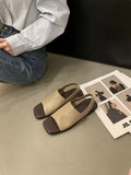 Version Square Sandals Female Summer 2023 New Flat Retro Fish Mouth Fashion Solid Color Beach