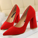 Shoes Thick Heel Woman Pumps Suede Women Heels Office Shoes Pointed Toe High Heels Wedding Shoes Female Heel