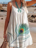 Spring O Neck Loose Sling Beach Dress Sexy Off Shoulder Hollow Boho Dress Women Retro Pattern Print Patchwork Summer Mini
