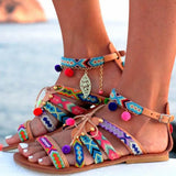 Sandals Summer Shoes Bohemian Gladiator Leather Sandals Flats Summer Shoes Woman Beach Sandals For Women Sandalia
