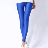 Women Shiny Pant Leggings Hot Selling Leggings Solid Color Fluorescent Spandex Elasticity Casual Trousers Shinny