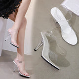 Breakj Cool Sexy Super Heels 10CM High Nightclub Transparent Sandals Slippers Sex Shoes Plus Size Shoes
