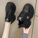 White Black Chunky Sneakers Women Spring Autumn Thick Bottom Dad Shoes Woman Fashion PU Leather Platform Sneakers