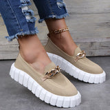 Women's Chain Loafer Flats For Women Round Toe Slip On Mesh Sneaker Casual Shoes Fabric Flats Breathable Comfy Walking