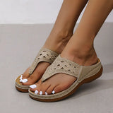 Breakj Large-Size Drill Toes Outside Wearing Beach Sandals Flat-Bottomed Loose Cake Bottom Slippers