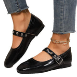 Breakj And Autumn 2025 New Mary Jane French Round Head Flat Bottom Wearing A Word Buckle Buckle Women's Single
