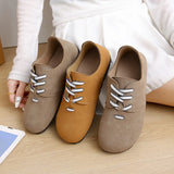 Breakj Retro Birken Shoe Women 2025 Autumn New Flat-Bottomed Round Head Casual Lace Not Tired Singles