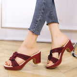Heels Slippers Women's Shoes Ladies Slides Hollow Out Flowers Summer New Indoor Zapatillas Casa Mujer House