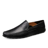 Leather Men Casual Shoes Italian Men Loafers Moccasins Slip On Men's Flats Breathable Hollow Out Male Driving