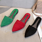 Shoes flats mules fashion pointed toe slippers Slip on Slides Ladies shallow sandals zapatos mujer Black red green