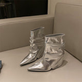 Breakj A Hottie Slope And Trouser Tube Boots Autumn And Winter New Pointed Single Boots With Fashion Boots Temperament Fashion Short