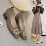 Square Heels Women's 2023 Spring And Autumn New Professional Work Shoes Temperament Fairy Style Single Women's Thick