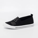 summer sneakers Ladies Shoes Flat Loafers Crystal Fashion white Bling Sneakers knit Slip On Breathable Casual