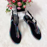 Breakj Color Rhinestone Sandal Plus Size Wear Clip Toe Women's Shoes Plus Size