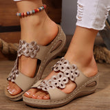 Breakj Summer New Women's Slope And Thick-Bottomed Slippers Large-Size Fish Mouth Casual Beach Shoes