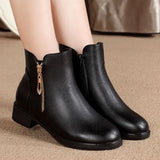 ankle boots for women zip deco leather booties woman winter 2022 waterproof rain snow boots autumn winter
