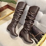 Breakj New Korean Version Of 2023 Over-Knee Boots Pointed Thick Heel Warm Snow Boots Women's Boots Thin Leg Elastic Boots