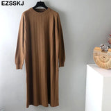 Autumn Winter O-NECK Long straight sweater Dress Women Casual oversize Sweater Dresses maix THICK batwing sleeve