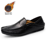 Fashion Leather Men Shoes Casual Breathable Loafers Men Genuine Leather Moccasins Flat Men Shoes Waterproof