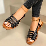 Breakj Sandals Women's Korean Version Of 2023 New Flat-Soled Single Shoes Spring And Summer Fashion Weaving Beach