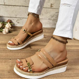 Breakj New Plus Size Female Sandals Slippers Summer Color Wedge Roman Shoes Women's Platform