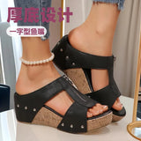 Breakj Summer New Women's Thick Bottom Slope And Slippers Large Size Fish Mouth Slope And Thick Bottom