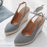 Shoes For Women Wedge Sandals 2021 Summer Hollow Out Casual Single Shoes Pointed Toe Straw High Heels Thick Bottom