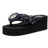 Platform with Wedges Flip-flops Women's Summer Fashion Anti-skid Sponge Cake Beach Shoes Rhinestones High Heels
