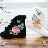 Breakj Boots Short Boots With Cotton And Wool Embroidered Boots, Embroidered Shoes Cloth Boots Inside The High Wedge Women's Shoes