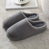 Winter Slippers Men and Women Couple Indoor Home Non-Slip Soft Cotton Shoes Women Solid Color Plush Slippers