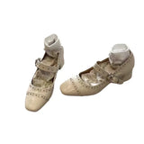 Breakj French Good Rivet Commuting Shallow Single Shoes Women's Thick Heel Retro One Word Belt Mary Jane