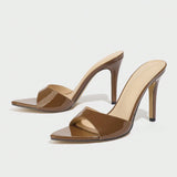 Breakj Women's High-Heeled Sandals Tip Kittens And Muller Spring And Summer Night Party Chocolate Brown Women's