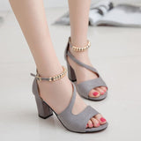 Buckle-Dear Sandals Women's Velvet Face Coarse Side Empty Fish Mouth Cool Slippers