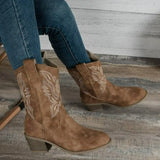 Breakj New Western Boots Cowboy Knight Boots Female Long Barrel Embroidered Retro Cowboy Boots Knight