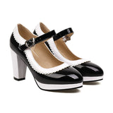 10 Colors Large Size Women Strap Pumps Patent Leather Platform Spike High Heels Round Toe Party Wedding Shoes Bridal