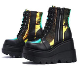 Heeled Ankle Boots Ladies High Heels Platform Woman Wedge Boots Female Fashion Zip Women's Autumn Winter Footwear