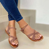 Summer Women Flat Sandals Gold Open Toe Beach Shoes Gladiator Cross Strappy Ladies Sandals Zapatos Mujer Chaussure
