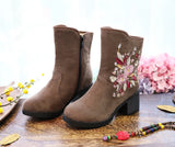 Breakj Boots Autumn And Winter Clip Cotton And Velvet High Heel Women's Boots Cotton Boots Snow Boots Winter Boots Embroidered Cloth Shoes