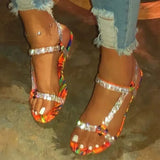 2021 Rome Summer Beach Bling Crystal Ladies Sandals Rhinestone Platform Mixed Color Cutouts Wedges Women Sandals Shoes