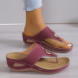 Flat-Soled Slippers Women's 2024 New Fashionable Slope Heel Herringbone