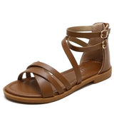 Summer Flip Flops Gladiator Sandals Shoes Beach Cross Sandals Woman Slip on Flats Casual Women Black Brown Shoes