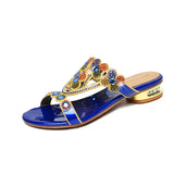 Slippers Women Wear Fashionable Water Drill Sandals Summer New Open-Toed Sandals Low-Heeled