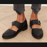 Breakj 2025 Spring New Casual Low Heel Round Head Button Lady Size Single