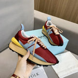 Platform Casual Running Shoes Women Flat Mixed Color Lace Up Patchwork Sneakers Outdoor Walk Tennis Shoes Zapatillas
