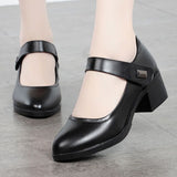 Breakj Shoes Spring / Summer 2023 Breathable Women's Shoes Thick Heel Soft Sole Work Shoes Casual Comfortable Black Medium Heel