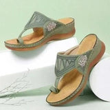 Breakj Flower Toe Slippers Female Slippers Slope With Thick Bottom Flip-Flops Stitching Female Clip